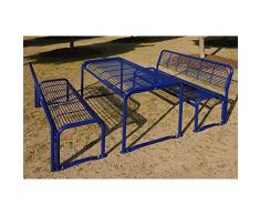 Sitzgarnitur aus Stahl - Bank, Tisch - weißaluminium - Bank Bänke Gartenbank Gartenbänke Holzbank Holzbänke Parkbank Parkbänke Ruhebank Ruhebänke Sitzbank Sitzbankgruppe Sitzbänke Sitzgarnitur