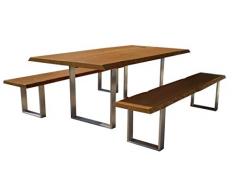 Sitzgarnitur Elegance I Bank und Tisch aus massiver Eiche | Made in Germany | Gartenmöbel oder Parkbank I Sitzgruppe I Holzmöbel I Massivmöbel I Outdoormöbel