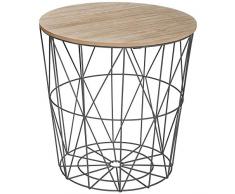 ATMOSPHERA Korbtisch Beistelltisch Kaffeetisch Metall Korb mit Holz Deckel 40 x 40 x 41 cm Schwarz