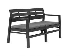 Festnight- Gartenbank mit Kissen Sitzbank für Garten Balkon Parkbank 2-Sitzer-Bank Balkonbank Gartenmöbel | 1 Kunststoff-Bank & 2 Sitzkissen | Anthrazit 133 cm Kunststoff