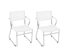 Anself 2 x Stapelstuhl Stapelsessel Balkonstuhl aus Eisen und Plastik