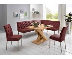 Beauty.Scouts Eckbankgruppe Ohio 4-teilig Tisch Honigeiche Dekor 120-158,5x80x75cm 2xStühle Eckbank 200x140x83cm VAR. aufbaubar Lederimitat Kücheneckbank