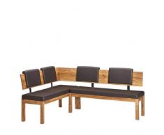 Pharao24 Kücheneckbank in Braun Kunstleder Wildeiche Massivholz Breite 199 cm Tiefe 160 cm Kurzer Schenkel rechts (Frontansicht)