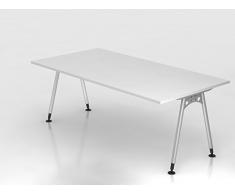 BÜMÖ® Schreibtisch höhenverstellbar | Bürotisch in 6 Dekoren & 7 Formen | Büroschreibtisch Profiqualität (Rechteck: 200x100 cm, Weiß)