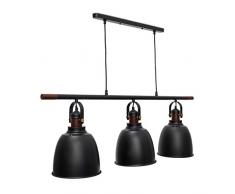 Relaxdays Pendelleuchte Glocca 3-flammig HBT: 116 x 116 x 24 cm Deckenleuchte höhenverstellbar aus Metall und Holz für zwei Leuchten Hängelampe in Glocken-Form als Deko-Element, schwarz