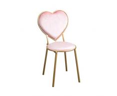 ZKLNO Nordic Schmiedeeisen Herzförmige Essstuhl,Einfache Maniküre Lounge Stuhl Designer Stuhl Schminktisch Stuhl Modernen Flanell Stuhl,Rosa