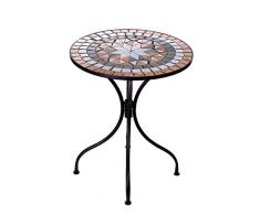 Sarah B Hochwertig aufwendig gearbeiteter Mosaik Tisch NA914B17 Stabiler GartenTisch Balkontisch, Bistrotisch Schweres Beschichtetes Metall, Wetterfest, Tisch