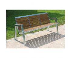 3-er Sitzbank - Edelstahl mit Holzauflage - Länge 1595 mm - Bank Bänke Gartenbank Gartenbänke Holzbank Holzbänke Parkbank Parkbänke Ruhebank Ruhebänke Sitzbank Sitzbänke