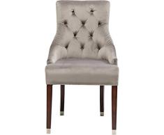 Kare Design Armlehnstuhl Prince Velvet, grauer, weicher Samtstuhl mit Armlehne, Esszimmerstuhl in Polyesterbezug im Barock Stil, (H/B/T) 98x53x60 cm, Andere, Beige