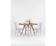 Runder Esstisch, rustikaler Küchentisch aus massivem Eichenholz