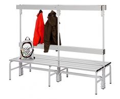 Sypro Umkleidebank aus Stahl für Feuchträume - HxT 1600 x 695 mm - L 1015 mm, ohne Schuhrost, Hakenleiste mit 6 Haken - Bank Bank aus Holz Metall Kunststoff Garderobenbank Garderobenbänke Metallbank Metallbänke Umkleidebank