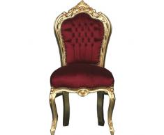 Barock Esszimmer Stuhl Bordeaux-Rot/Gold Ludwig XIV Stuhl Wohnung Wohnen Rokoko Jugendstil Prunkstuhl Rokoko