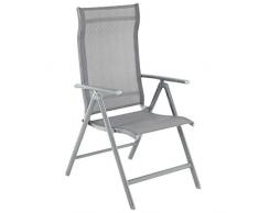 SONGMICS Gartenstuhl, Klappstuhl, Outdoor-Stuhl mit robustem Aluminiumgestell, Rückenlehne 8-stufig verstellbar, bis 150 kg belastbar, grau GCB02GY