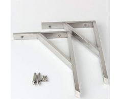 LMDX Regalhalterung 16 Zoll, Tragfähigkeit: 100 kg/Hochleistungs-Edelstahlhalterung für Tischbänke, platzsparende DIY-Halterung, 2er-Pack