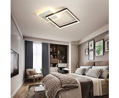 LED Deckenleuchte Dimmbar 3000K-6500K Wohnzimmer Esstischleuchte Schlafzimmer Lampe mit Fernbedienung Modern Eckig Design Metall Acryl Dekor Deckenlampe für Flurlampe Badezimmerlampe Esszimmer Lampen