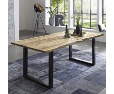 SAM Esszimmertisch 120x80 cm Quintus, echte Baumkante, naturfarben, massiver Esstisch aus Akazienholz, Metallbeine schwarz, Baumkantentisch