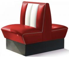 Bel Air Dinerbank Eckbank Sitzbank Bank Einrichtung Gastronomie Dinermöbel Lounge (Red/White)
