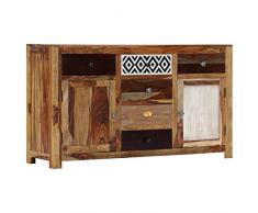 N / A vidaXL Sideboard Mit 2 Türen und 6 Schubladen, Vitrinenschrank Küchenschrank Esszimmerschrank, Massivholz für Wohnzimmer, Schlafzimmer, Flur, Bad 140 x 40 x 80 cm