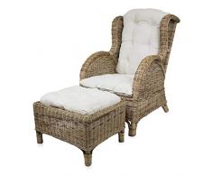SEDEX Wing Rattansessel inkl. Hocker & Polsterauflagen/Ohrensessel/Korbsessel/Rattan - dust/Palm-Skin