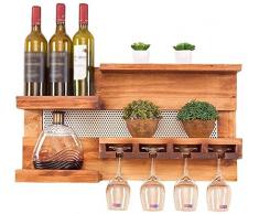 LQBDJPYS Multifunktionales Wandregal Weinregal aus natürlichem Holz für Weinflaschen auf dem Kopf, Getränkehalter, starke Tragfähigkeit