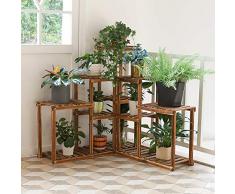 Malayas Pflanzenregal Holz Blumentreppe 5 Ebenen Blumenständer für Blumentöpfe Halter Rack Gartenregal Indoor Outdoor Balkon Wohnzimmer Deko, Blumenregal Mehrstöckig, 115x65x91cm, Braun