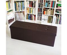 Relaxdays Faltbare Sitzbank HxBxT 38 x 114 x 38 cm, XL Kunstleder Sitztruhe, Aufbewahrungsbox mit Stauraum, braun