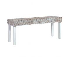 Tidyard Rattan-Sitzbank Natur Kubu-Rattan-Bank Flurbank Truhenbank Gartenbänke Gartenmöbel Balkonbank Terrassenbank Parkbank für den Innenbereich, Schlafzimmer, Wohnzimmer, Flur,Massivholz Mango