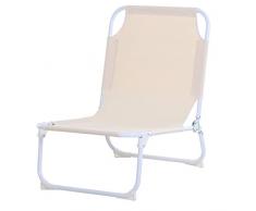 Outsunny Campingstuhl, Outdoor Klappstuhl, Strandstuhl, Oxford, Creme, 51 x 66 x 64 cm