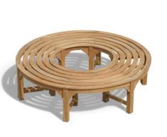 Teako Design S-Form Rundbank Baumbank Fermo wetterfest Teakholz massiv Außendurchmesser 220 cm, 360°