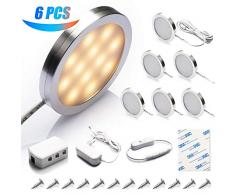 tEEZErshop 6er LED Unterbauleuchten I Schrankleuchten I 3.000K warmweiße Küchenlampen für Vitrinenschränke, Weinschrank, Kleiderschrank,Wandleuchten[Inklusiv alle Zubehör/A+Energieklasse]