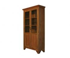 Jungbrunnen, Vitrinenschrank, massiv Teakholz, 2 Türen, Oben Glas - unten geschlossen, 100x40x200 cm