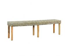 vidaXL Mangoholz Massiv Sitzbank Esszimmerbank Bank Essbank Küchenbank Rattanbank Flurbank Esszimmermöbel 160 cm Natur Kubu-Rattan