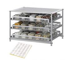 3 Etagen Gewürzregal ausziehbarer Gewürzständer für 30 Gewürze Küchen Organizer Silber