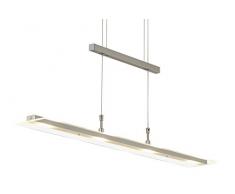 Briloner Leuchten LED Pendelleuchte / Pendellampe dimmbar / Esstischlampe, vier Lichtquellen, höhenverstellbar, 20 Watt/1600 Lumen, Farbe: matt-nickel, Maße: 850 x max. 1750 mm (Breite x Höhe)