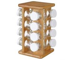 Gewürzständer aus Bambus - 16 Glasbehälter + drehbarer Halter