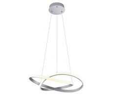 Reality Leuchten LED Pendelleuchte Course R32051107, Metall Nickel Matt, Acryl weiß, inkl. 27 Wat LED, Switch Dimmer