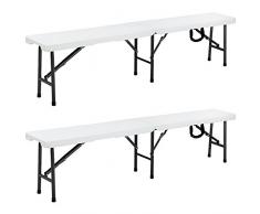 Deuba 2X Bierbank Faltbank Klappbar I Kunststoff I Tragegriff | leicht I 183x28x44cm Klappbank Camping Garten Party Bank