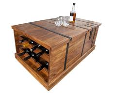 DuNord Design Hausbar Massivholz Couchtisch Wohnzimmer 100cm Palisander Bonaire Sheesham Truhe Bar