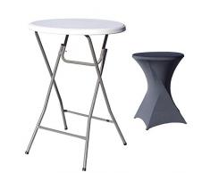 TRUTZHOLM® Stehtisch mit Husse anthrazit klappbar Ø 80cm / Höhe ca.110 cm Partytisch mit Husse Bistrotisch Klapptisch Biertisch grau