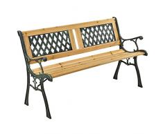 ArtLife 2-Sitzer Gartenbank Sanremo aus lackiertem Holz & Gusseisen | Rückenlehne + Armlehnen | Sitzbank Holzbank Gartenmöbel