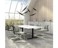 Weber Büro Easy Konferenztisch 240x120 cm Weiß mit ELEKTRIFIZIERUNG Besprechungstisch Tisch, Gestellfarbe:Schwarz