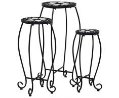 Tidyard 3 STK.Mosaik-Tisch Tische Couchtisch Tisch Mosaiktisch rund Balkontisch Diverse Größen,Gartentisch Bistrotisch Beistelltisch Balkonset Mosaikmöbel Bistroset für Terasse,Garten,Keramik