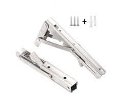 LHJDM Faltbare Regalhalterungen aus Edelstahl - Hochleistungsklappbare Regalhalterung aus Metall für Tischbänke, platzsparende DIY-Wandhalterung, 2 STÜCKE