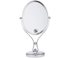 FANPING Kosmetikspiegel Säulentisch Spiegel for Badezimmer Schlafzimmer, 5-facher Vergrößerung Rasierspiegel Cosmetic Rasierspiegel Doppelseitig, for Haus Reisen