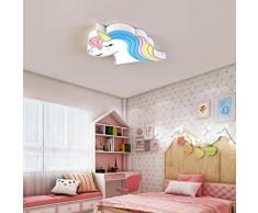 LED Kinderleuchte Modern Kinder Deckenleuchte Wohnzimmer Einhorn Leuchte Dimmbar Deckenlampe Mit Fernbedienung für Schlafzimmer lampe Esszimmer Küche Lampe Kinderzimmer Weiß Deko Decken Beleuchtung
