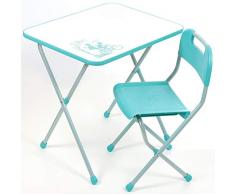 NiKA kids Kindermöbel-Set, Klapptisch und Klappstuhl, für Kinder von 3 bis 7 Jahre, METALLBASIS (Türkis)