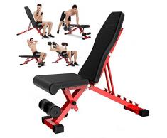 YLCJ verstellbare Bänke, klappbare Hantelbank, Bequeme Polsterung Mehrfach verstellbare Rückenlehne, Sitzbank, Mehrfach-Übungsbank mit flachem Neigungsverfall für die Verwendung im Heimtraining