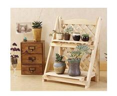 HAOHAODONG Blumenständer Faltbares Blumenregal aus massivem Holz, 2-stöckige Pflanzregale für Außenbalkone,2