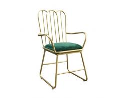 ZKLNO Nordic Cafe Armlehne Esszimmerstuhl, Moderner Minimalistischer Home Make-Up Stuhl Mit Rückenlehne Stuhl Kommode Milchtee Shop Eisen Freizeitstuhl,Grün
