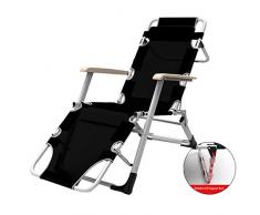 YFF-Liegen Klappbare Gartenliegestuhl Verstellbarer Klappstühle Sonnenliege Strandliege Lehnstühle mit Kissen Klappstühle Freizeitliege Max.200kg - Schwarz